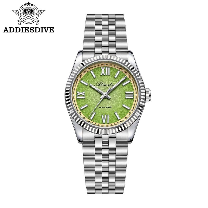 ADDIESDIVE Top Brand Women Quartz Watch New Luxury VH31 Sapphire Crystal Steel Watches for Woman Luminous 100m Waterproof Sport