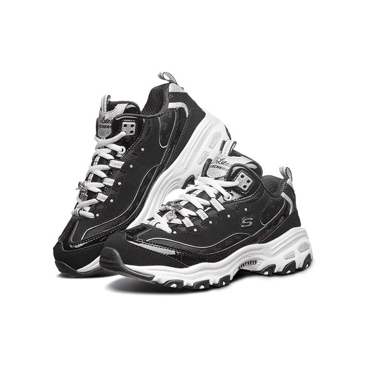 (WMNS) Кроссовки Skechers D'Lites Черно-Бело-Серые Женские 12242-BKW