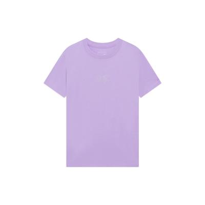 Футболка Li Ning Sports Trend Series с логотипом, однотонная, с круглым вырезом и коротким рукавом, женские топы, фиолетового цвета AHSS710-3
