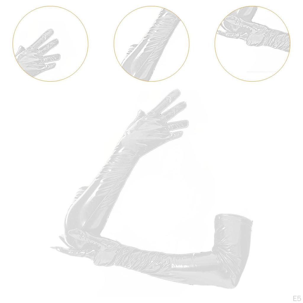 Перчатки из лакированной кожи, аксессуар для костюма, варежки с полным пальцем, длиной до локтя