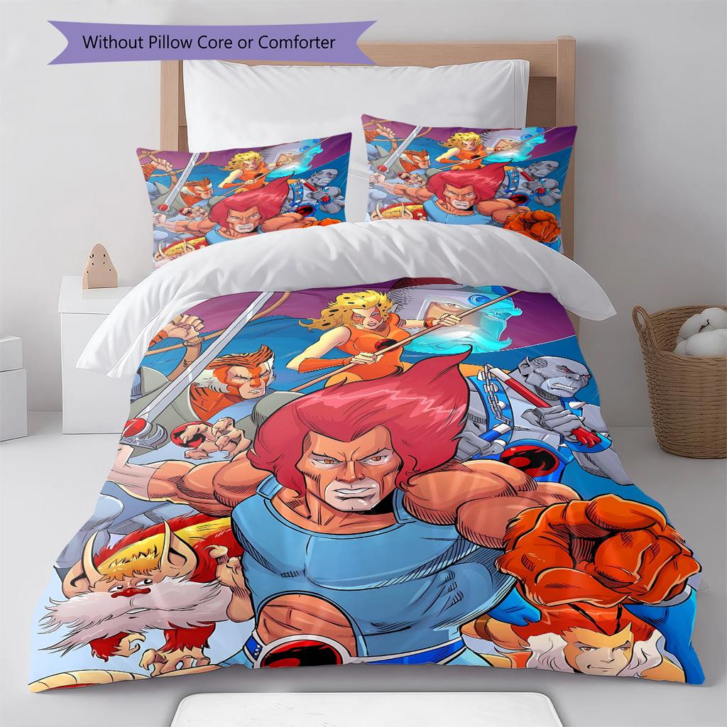 Постельное белье с рисунком Thundercats Комплект одеял Покрывало Наволочка Домашний Декор Подарок (1 пододеяльник + 2 наволочки, без наполнителя)