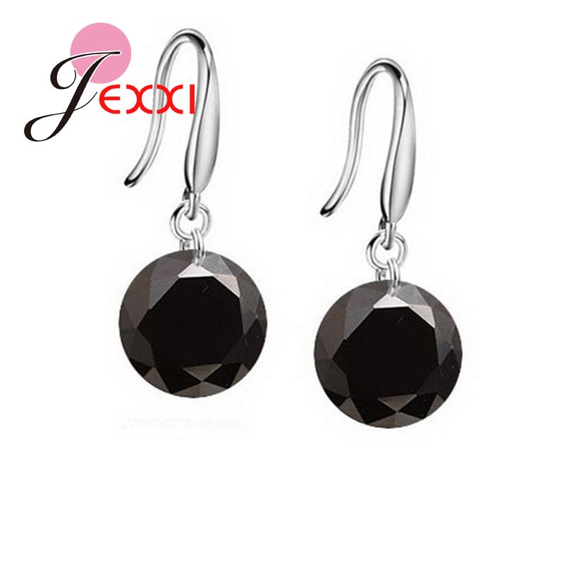 lose Money Classic Genuine 925 Sterling Silver Drop Earrings with 8 Colors Crystals CZ Women Wedding Party Gifts Brincos