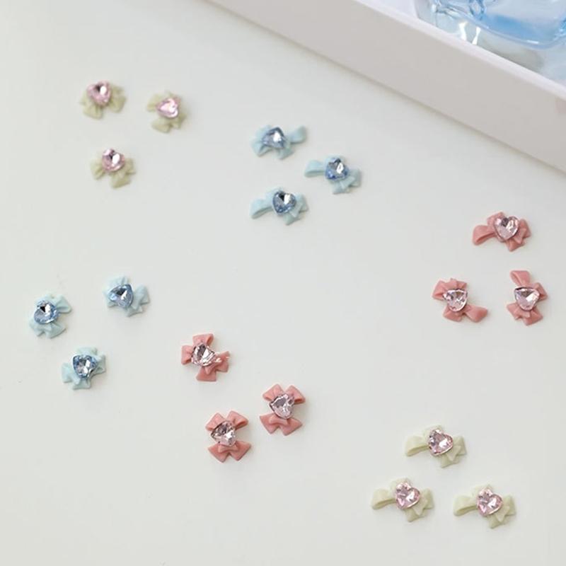 5 шт. DIY украшения для ногтей 3D лента бант блестящие кристаллы любящее сердце сверла для ногтей для маникюра дизайн аксессуар