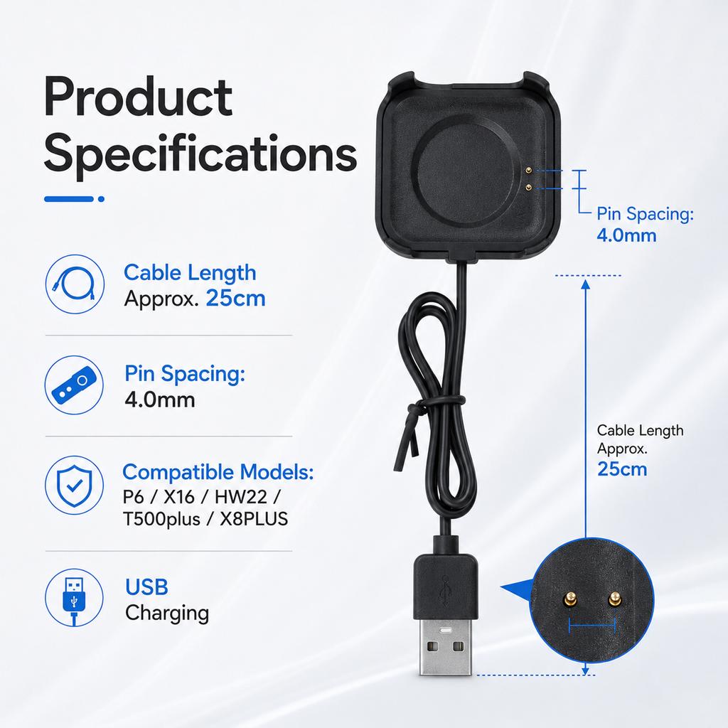 1PC Smart Watch Magnetic Charger Smartwatch Charging Cable USB Chargeable Adapter for HW22 Smartwatch 7
