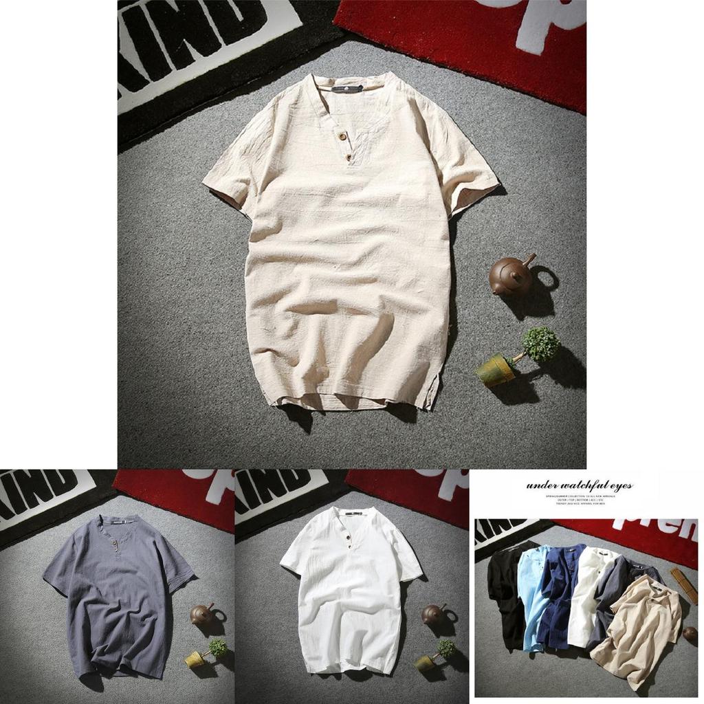 Exquisite 2018 Summer Japanese Linen Short-sleeved T-shirt For Men With Retro Appeal