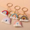 Tassels Pendant Handmade Woven  Key Ring Fashion Knitted Rainbow Keychain  Girl