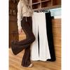 Vintage Black Corduroy Flare Pants Women Casual High Waist Trousers Fall Winter Design