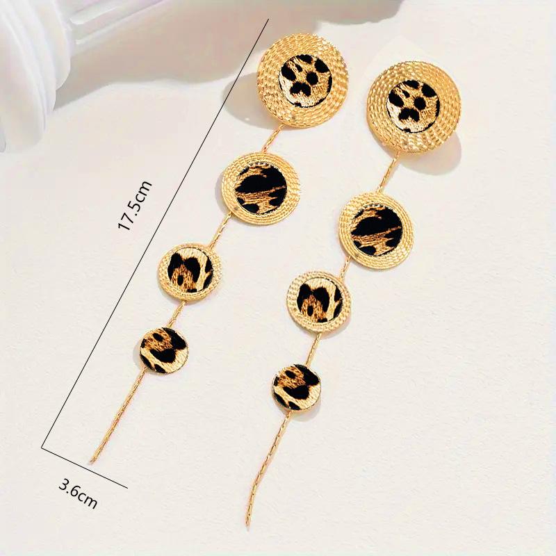 Модные кованые серьги-диски с леопардовым принтом для женщин