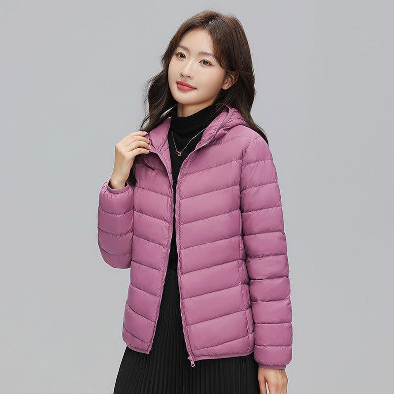 Fashion light down jacket women's short autumn and winter new ultra-light hooded light warm thin coat