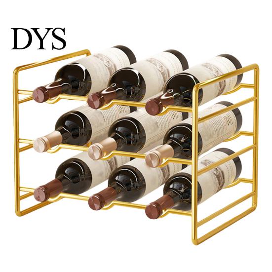 Modern Wine Storage Iron Rack, Curved Grooves, Countertop Cabinet Shelf, Compact Small Display Metal Bottle Holder, for Kitchen Cupboard And