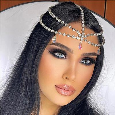 Шляпа с подвеской в виде капли воды для женщин 2022 г., цепочка для волос на лбу со стразами, свадебные украшения, головной убор, свадебные аксессуары, подарок