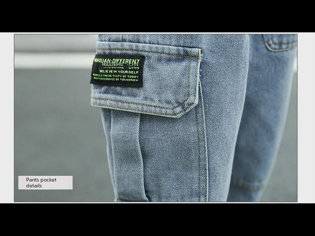 2022 Spring & Autumn Hooded Denim Suit for Boys: Stylish Two-Piece Outfit for Children