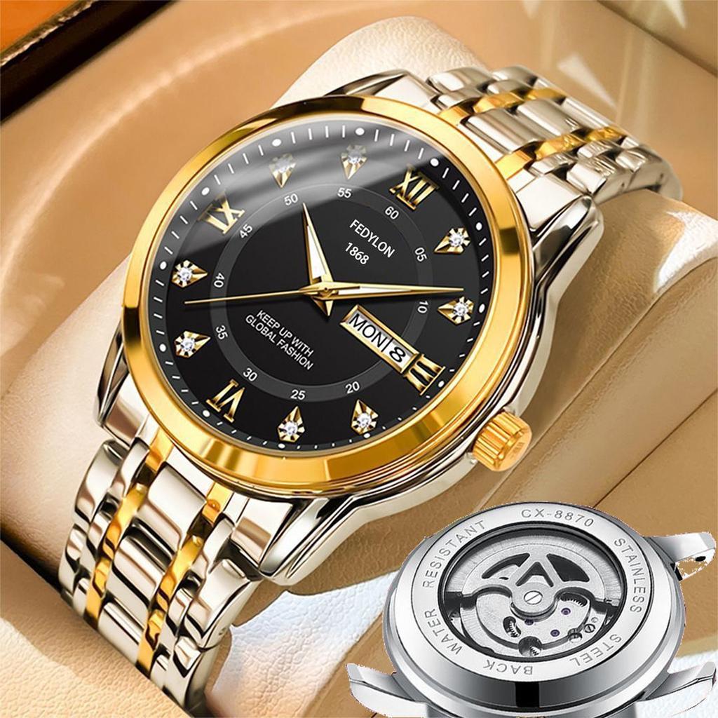 Водонепроницаемые новые мужские часы с английским двойным календарем и светящимися кварцевыми часами