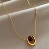 Geometric U-shaped Tiger eye Stone Pendant Plated With Gold Chain Trend Necklaces For Gothic Women Jewelry Gifts