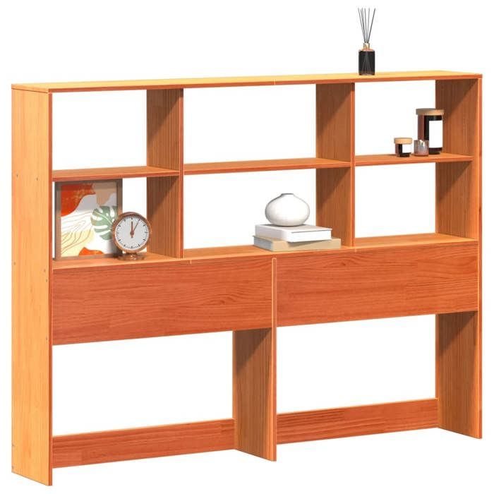 VidaXL Tête de lit avec rangement cire marron 150cm bois massif de pin, tête de lit en bois, tête de lit avec rangement, 855659