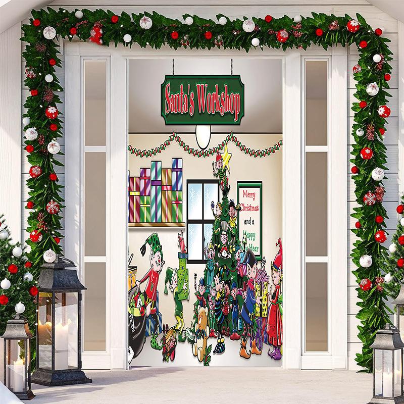 Рождественские дверные наклейки, украшения, уличный гобелен, веселый рождественский баннер для домашней вечеринки