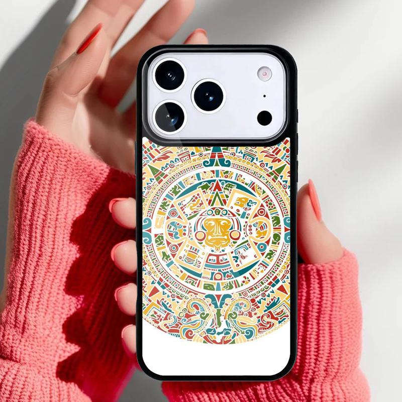 Mayan Calendar Wood Pattern Phone Case for iPhone 17 16 15 14 13 Pro Max Back Cover for 12 11 Pro Coque
