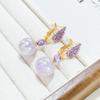 Фиолетовые изысканные супер-вспышки искусственный жемчуг серьги-гвоздики, простые и универсальные легкие роскошные модные серьги для женщин, модные украшения для ушей