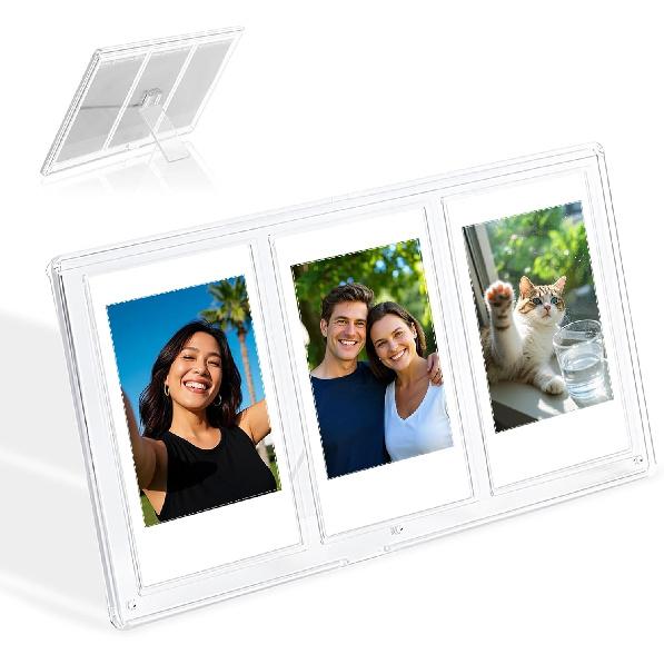 Mini Picture Frame for 2x3 Films, 3 Grid Clear Table Photo Frame for Mini Photo tant Film