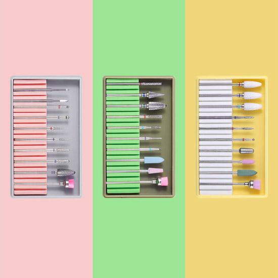 10 шт. / Коробка Набор сверл для ногтей Керамика Вольфрамовый карбидный сплав Электрический набор полировальных инструментов Маникюрный станок Инструменты для ногтей