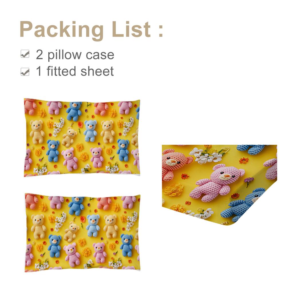 Bedding Set Of 3 Pieces In Bright Yellow With 2 Pillowcases, Suitable For Living Room And Bedroom (Pets, Cartoon)