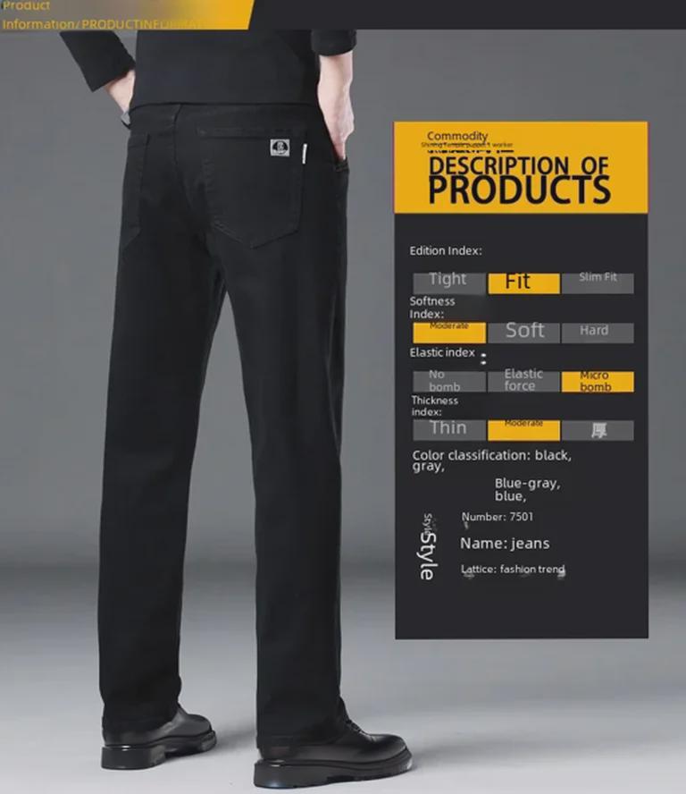 Мужские классические эластичные прямые джинсы — удобные, модные, облегающие, универсальные, повседневные брюки