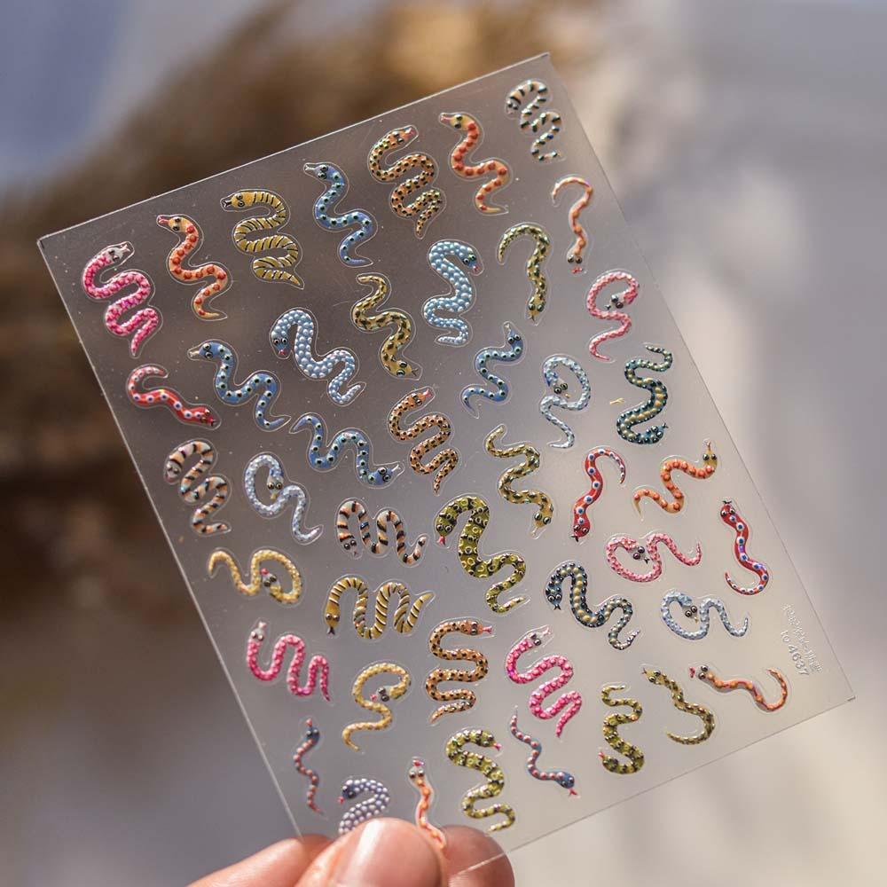 Пион Цветок Китайский Новый год Наклейка для ногтей Аксессуары для ногтей Змея Украшение для ногтей Вечеринка