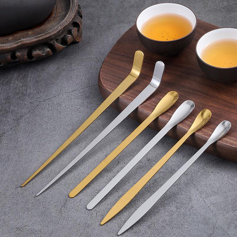 Игла для чая из нержавеющей стали Золотая Серебряная Ложка для матча Совок для чая Чайная церемония Чайная посуда Кухонный инструмент Очистка чайника Измерение чая