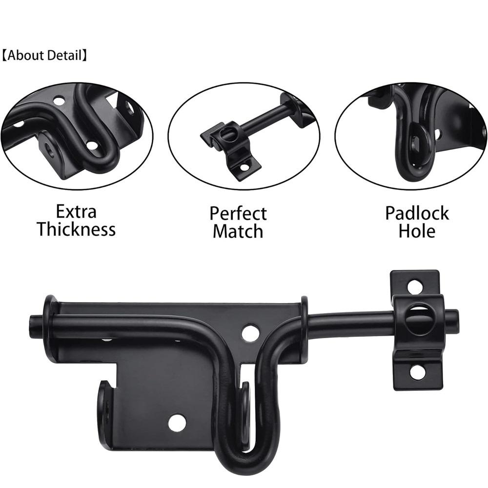 Задвижка для ворот Slide Bolt, прочный дверной замок с отверстием для навесного замка, фурнитура для скользящей задвижки для деревянного забора, двери сарая, забора из ПВХ, двери амбара