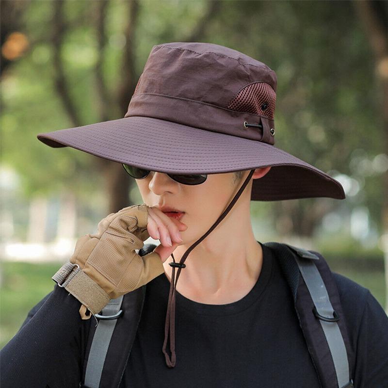 Outdoor Men Women Sun Hat Safari Bush Boonie Hiking Fishing Cap Large Wide Brim Hat