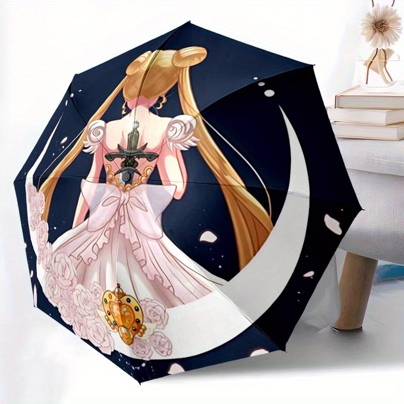Автоматический милый зонт Sailormoon - Складной, с 8 металлическими спицами, Портативный для улицы, Подарок, Уличный зонт, Игривый аксессуар, Прочный Высокий