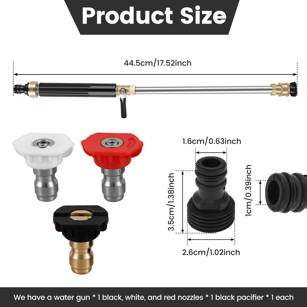 Jet Washer Heavy Duty High Pressure Car Washer Tools Washer Wand with 3 Different Nozzles and Quick Connector for Car Cleaning