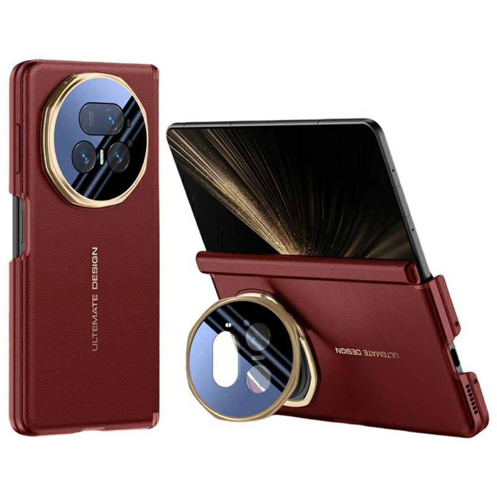 Для Honor Magic V5 5G Магнитный чехол-кожа Touch TPU PU Кожа PC Задняя крышка телефона со складной подставкой для объектива