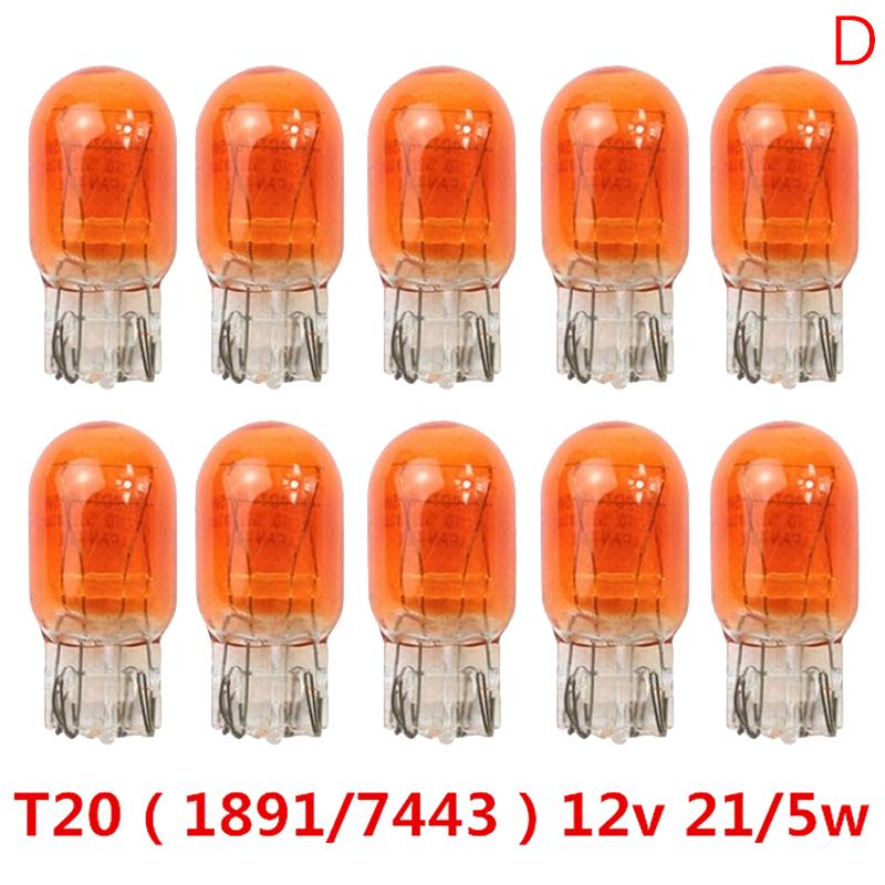 10 шт. T20 W21/5W сигнальная галогенная лампа 7440 7443 прозрачная оранжевая дневная лампа поворота стоп-сигнала тормоза задние фонари лампы DRL