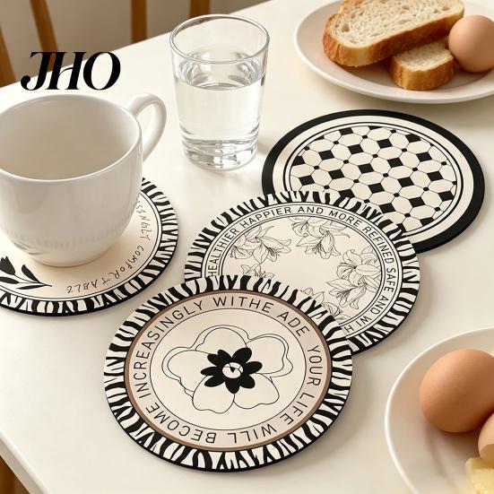 High Temperature Coaster Retro Diatomite Heat-Resistant Placemat Quick-Dry Absorbent Mat for Zebra Pattern Cups Mugs Bowls Non-Slip Reusable