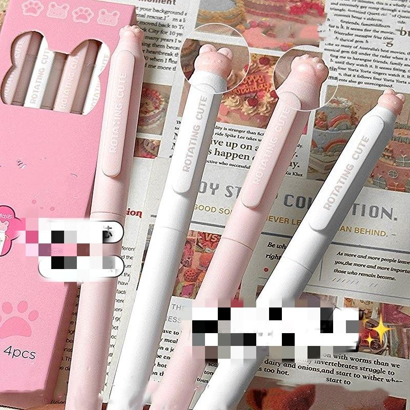 4pcs Cute Gel Pen Fashon American Styel Black 0.5mm Gel Pen Soft Pen Handle Pen Kawaii Stationery Pen Lovely Student Supplies