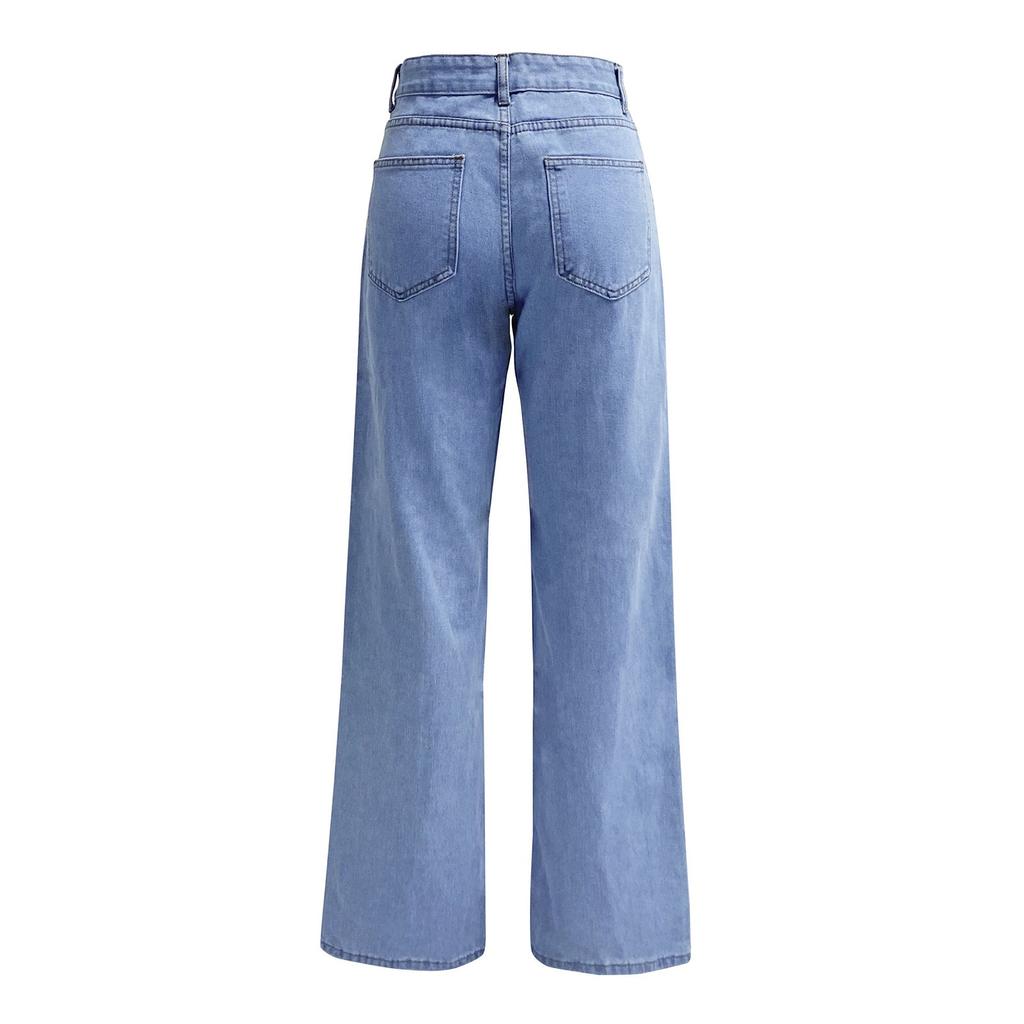 Women's High Waist Washed Women's Jeans Fashionable Versatile Straight Leg Pants