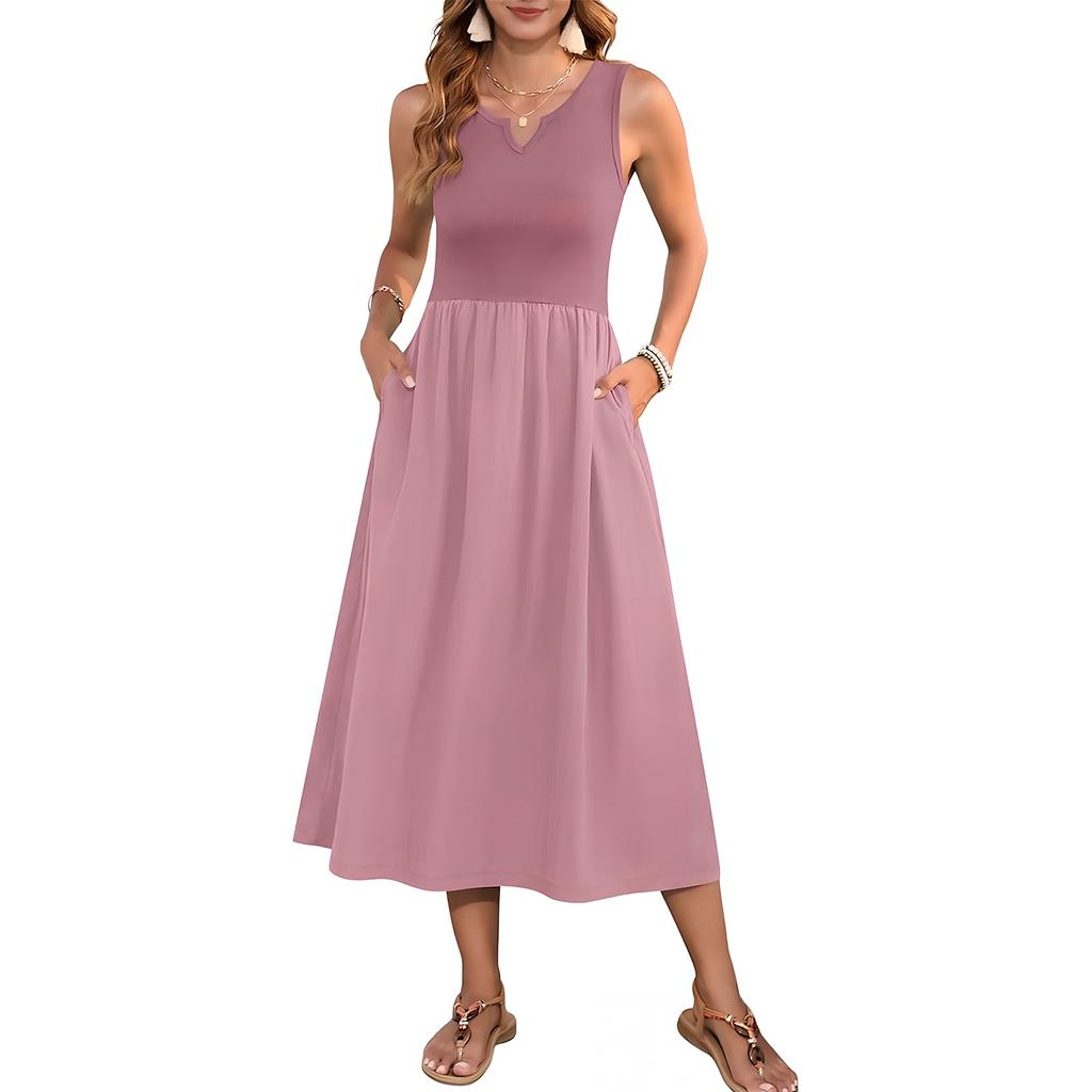 Женское платье без рукавов с цветочным принтом и высокой талией, модное и элегантное