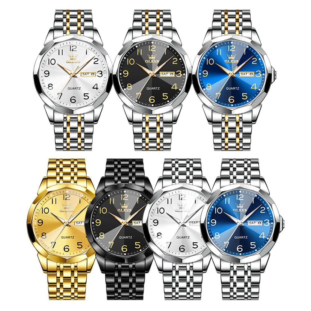 OLEVS Мужские часы Оригинальный бренд Водонепроницаемые светящиеся кварцевые часы Rhombus Mirror из нержавеющей стали Часы с коробкой