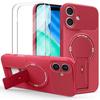 Protective Case - BOOLING - for iPhone 17 - Silicone with Magnetic Ring Support Red - 2 Screens