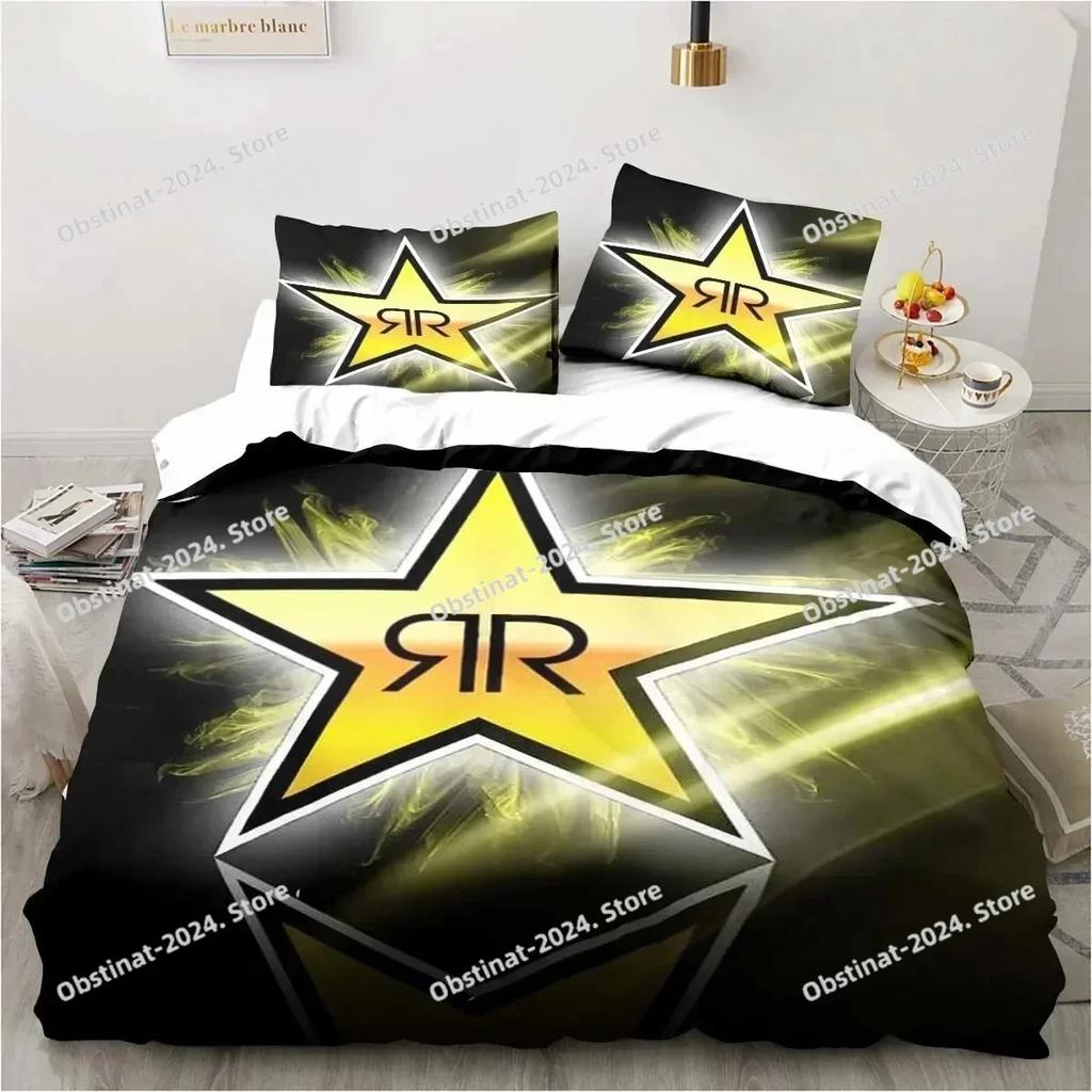 3D D-Drinks Rockstar Energy Листы Постельное белье Постельное белье для общежития Комплект постельного белья из 3 предметов Мягкое теплое пододеяльник Полный Queen King Размер