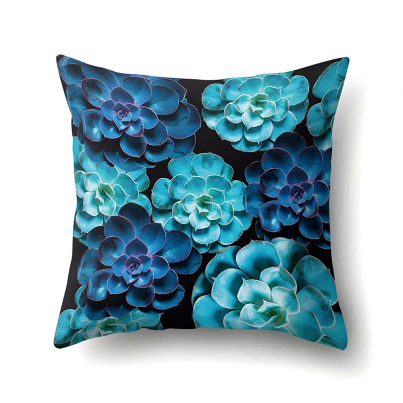 Полиэстеровая наволочка Декоративные цветы Домашнее растение Принт Наволочка Поясничная подушка Чехол на подушку для дивана