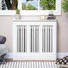 Slatted Radiator Cover, Modern Radiator Cover with Anti-Tip for Living Room, Hallway, Office, in MDF and Steel, 90x18x84cm, White