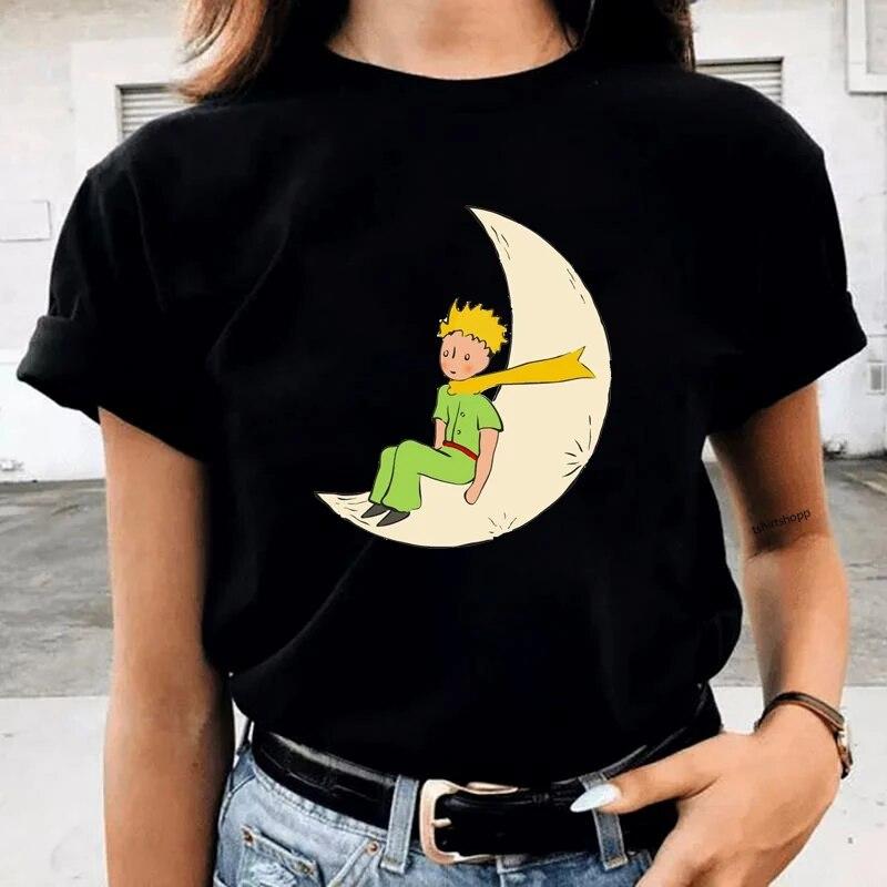 Футболка с принтом «Маленький принц», новинка 2021 года, женская модная летняя футболка Harajuku Kawaii, футболки с короткими рукавами, повседневные женские топы в стиле хип-хоп, унисекс
