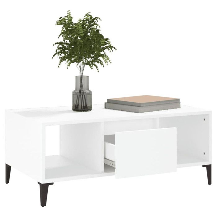 821068 vidaXL Coffee Table White 90x50x36.5 Cm Engineered Wood