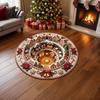 Creative Gift for Christmas Round 3D Rug, Optical Illusion Area Santa Claus Gnome Quilted-Like Comfortable Barefoot Floor Mat Anti-slip Washable