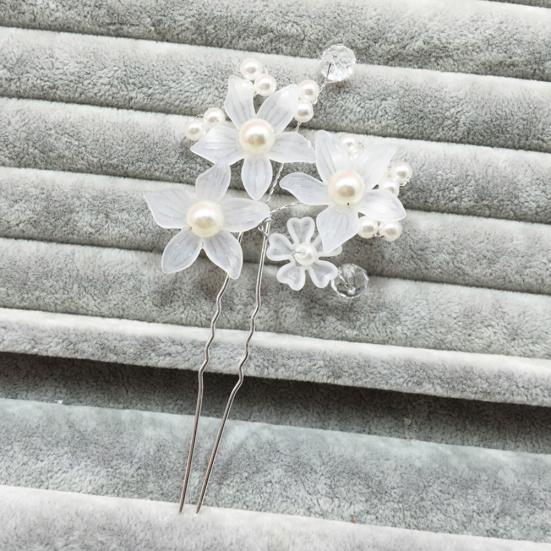 U-Shape Bride Jewelry Flower Faux Pearl Wedding Hair Pin Clip Party Headwear