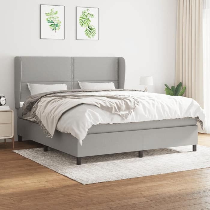 3127901 vidaXL Divan Bed with Mattress Light Grey 180x200cm Fabric