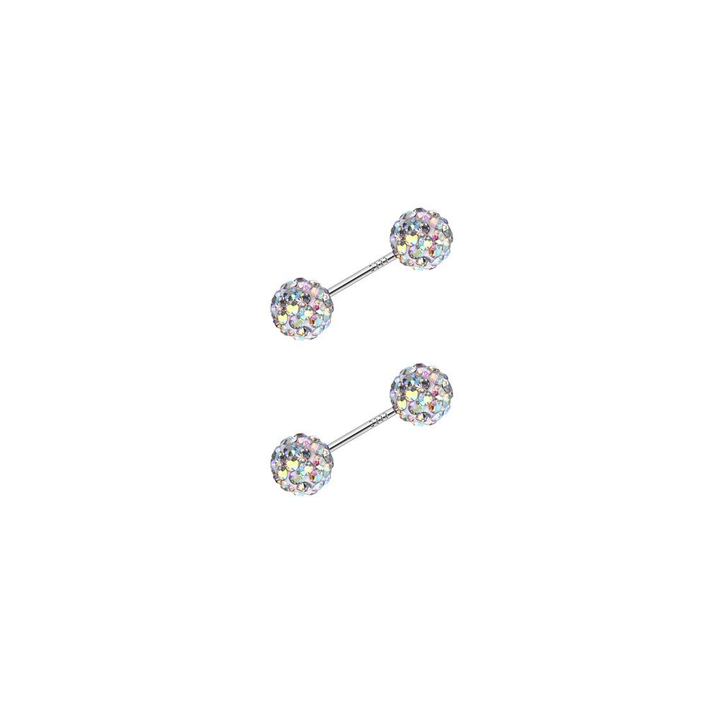 Серьги-гвоздики с цирконием Symphony 999 пробы из серебра и иглы, темперамент, модные, изысканные, женские, высококачественные ювелирные изделия, двуглавая глина