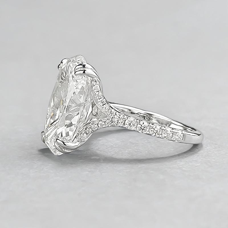 Кольцо Xiancan Jewelry из серебра S925 с овальным белым бриллиантом - Дизайн "Голубиное яйцо", Европейский и Американский стиль.